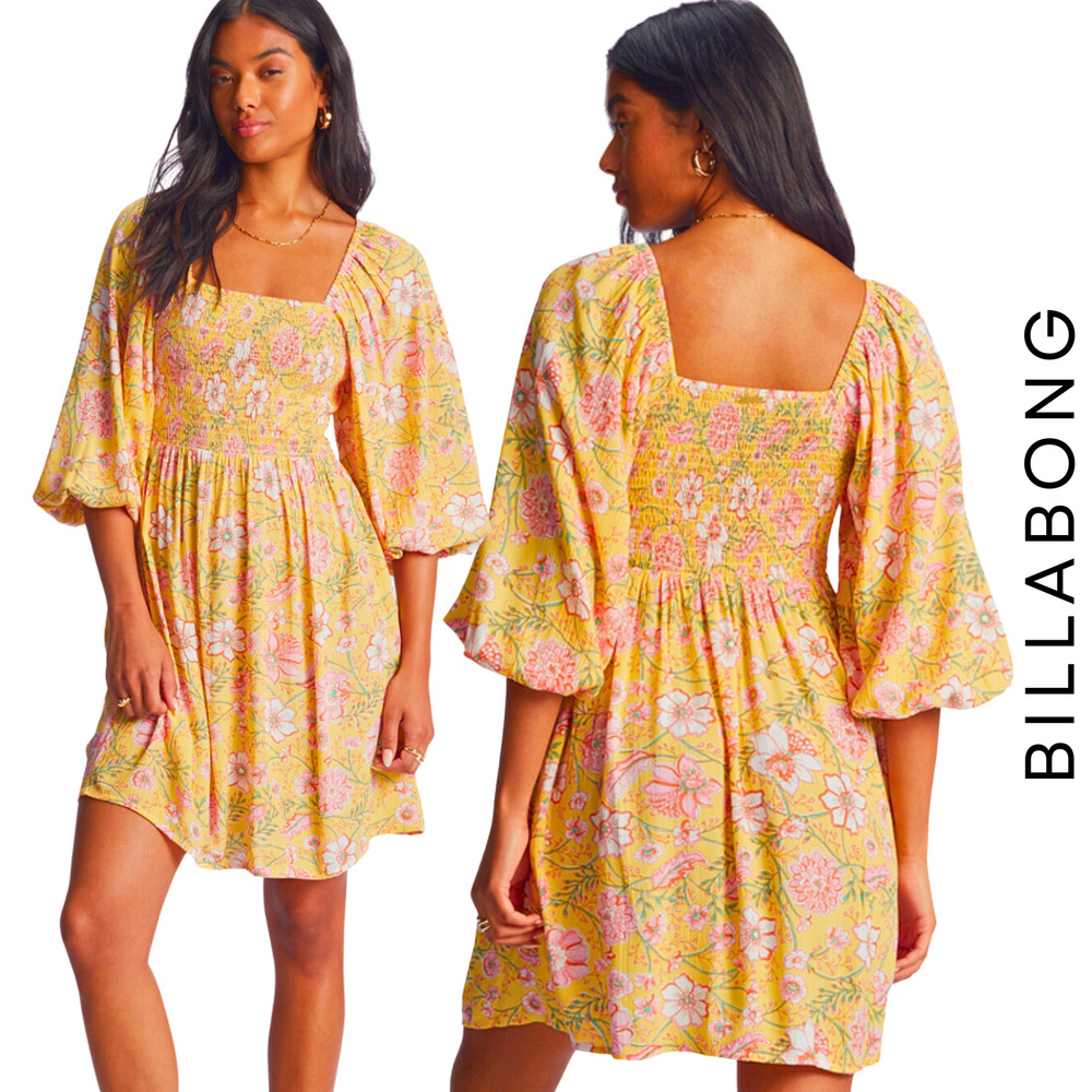 Billabong Women's Floral Yellow Dress